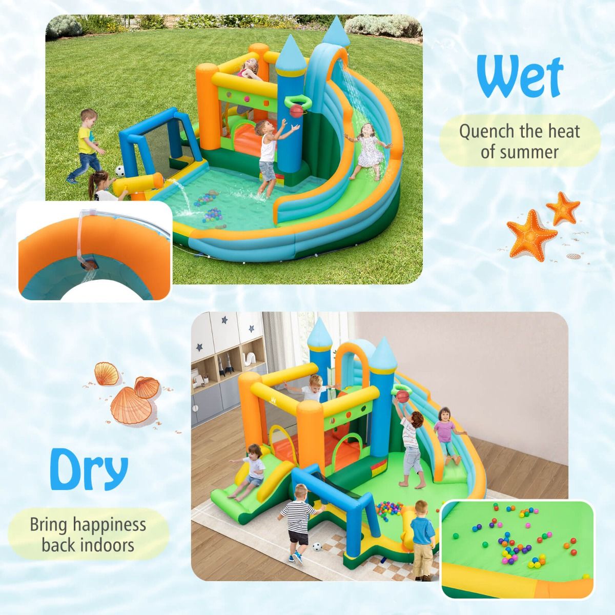 Inflatable Water Park for Kids | Slide, Climbing Wall - ideal for backyard summer fun.