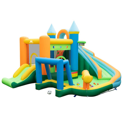Kids inflatable water park with slides and climbing wall for backyard fun and entertainment
