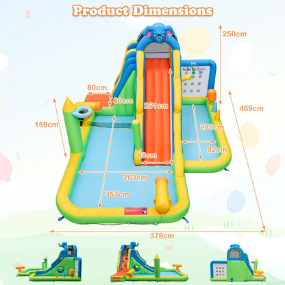 9-in-1 Multicolor Inflatable Water Slide | Pool & Blower Included