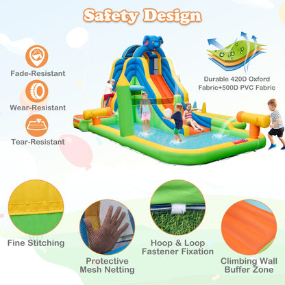 9-in-1 Multicolor Inflatable Water Slide | Pool & Blower Included
