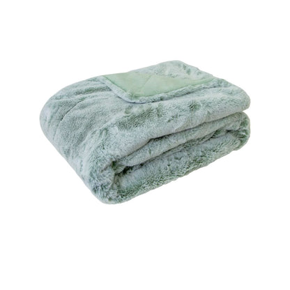 Sage faux fur kids throw blanket, soft and cozy for childrens bedroom decor.