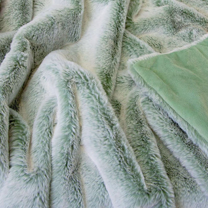 Sage faux fur throw blanket for kids cozy home decor, soft and snuggly comfort.