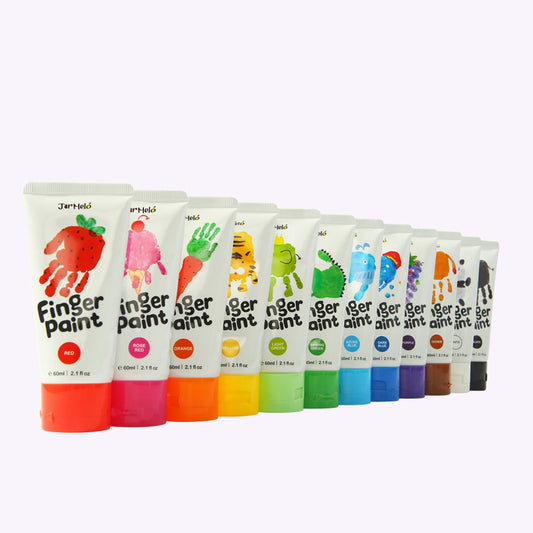 Jar Melo Finger Paint 12 Colours Set for mess-free, creative art projects at home.