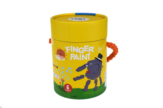 Jar Melo Finger Paint Set with 6 vibrant colors for creative kids at home.