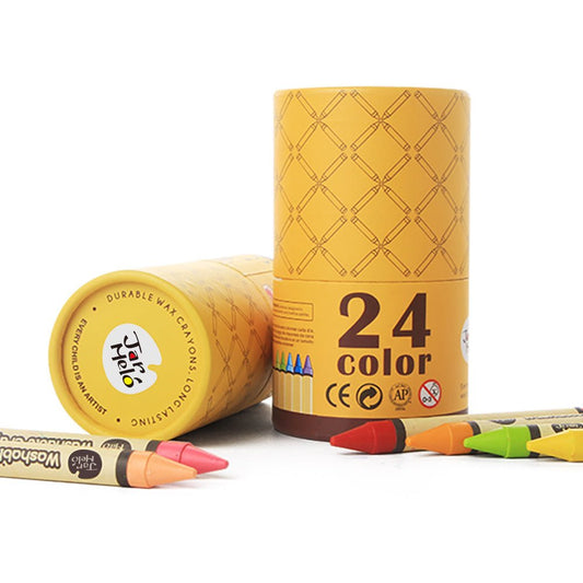 Vibrant 24-color JarMelo Kids Washable Crayons for creative home coloring and drawing fun.