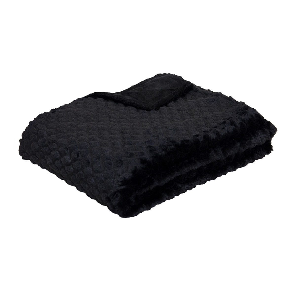 Kids Faux Fur Throw Blanket in Black, 130x160cm - Cozy, stylish home accessory for children.