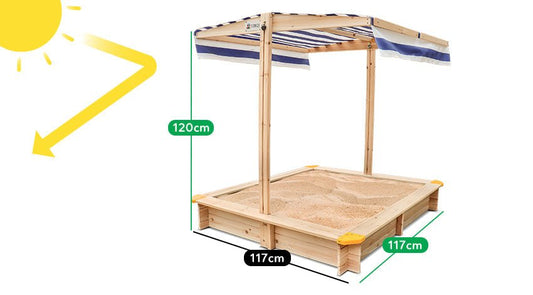 UV-protected canopy Joey Sandpit for childrens outdoor play by Lifespan Kids.