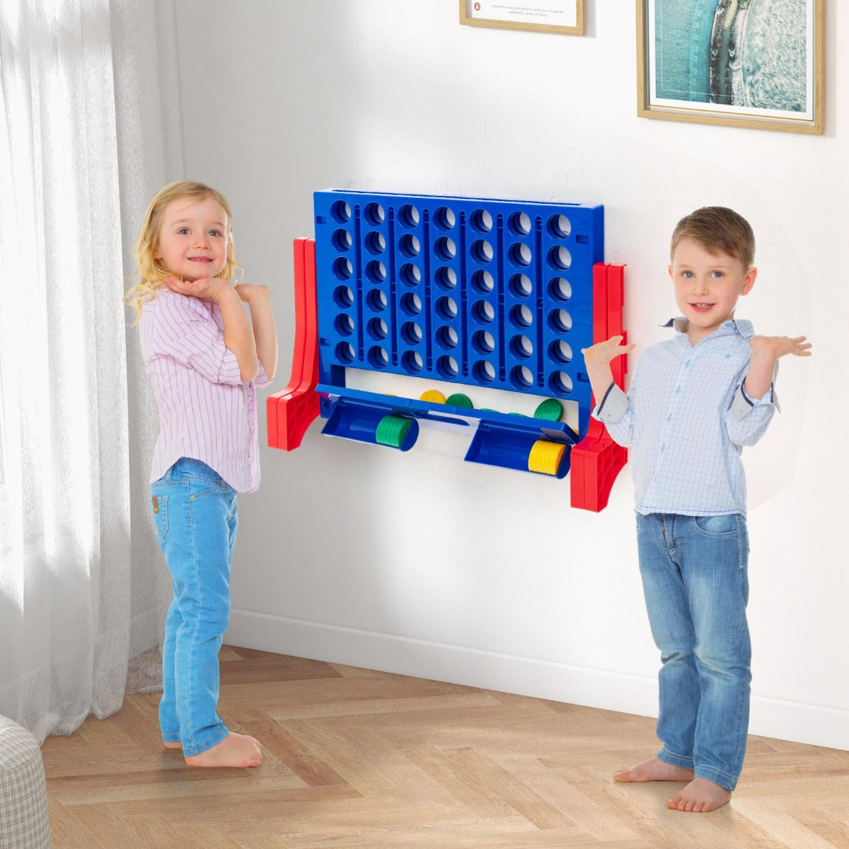 Blue Jumbo 4 In A Row Game | 42 Pieces | Carrying Bag