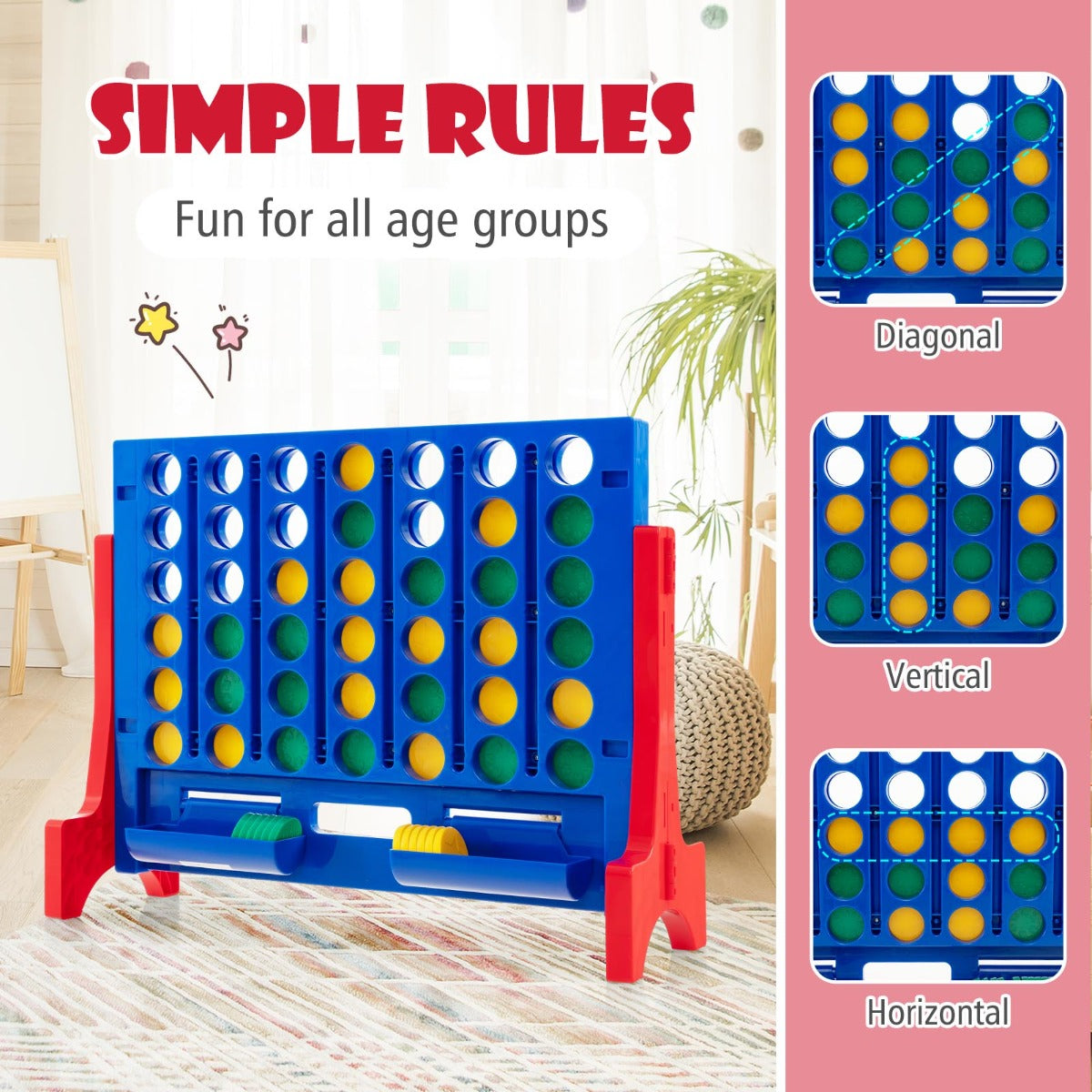 Blue Jumbo 4 In A Row Game | 42 Pieces | Carrying Bag