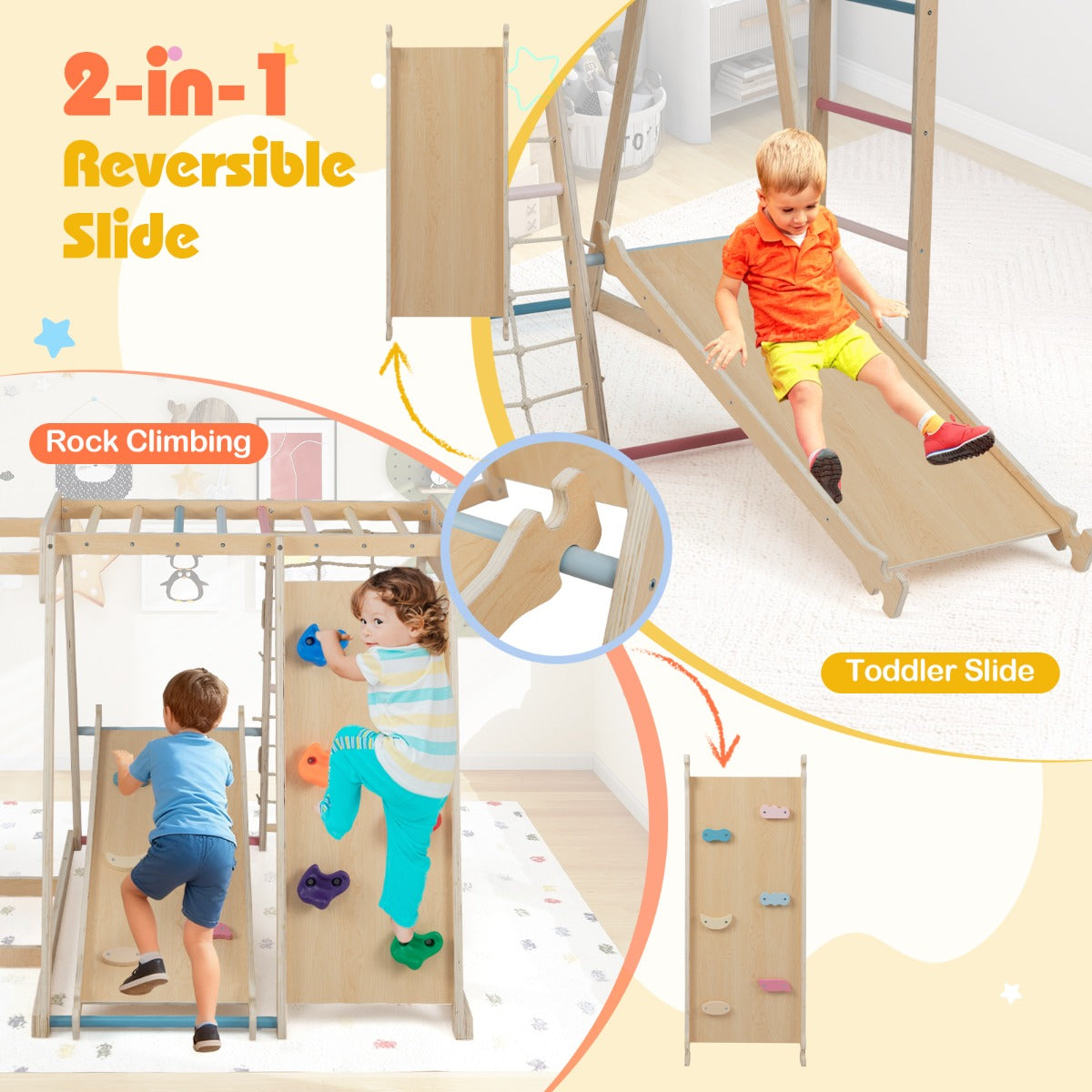 6 In 1 Jungle Gym | Slide Rock Climbing Macaron 3-14 Years