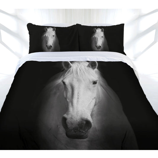 Colorful Midnight Horse Quilt Cover Set for Kids Bedrooms, adding whimsical touch to decor.