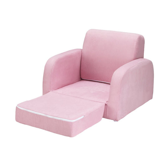 Keezi Kids Sofa | Soft pink 2-seater couch for children, with flip-open design. Cozy and fun.