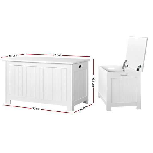 Keezi Kids Toy Box Chest White - Spacious storage solution for childrens toys and belongings.