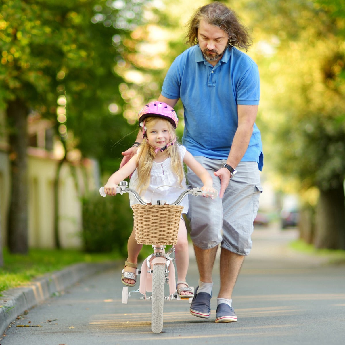 Kids Bike | Pink 14" Adjustable Handlebar & Training Wheels