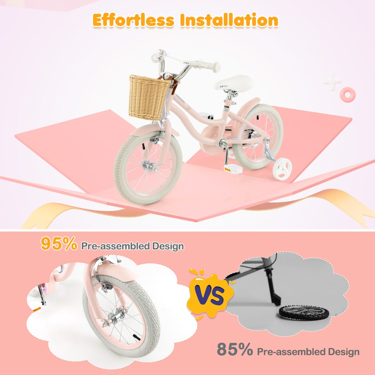 Kids Bike | Pink 14" Adjustable Handlebar & Training Wheels