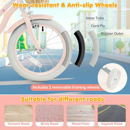 Kids Bike 16 Inch Pink | Adjustable Handlebar & Smooth Ride