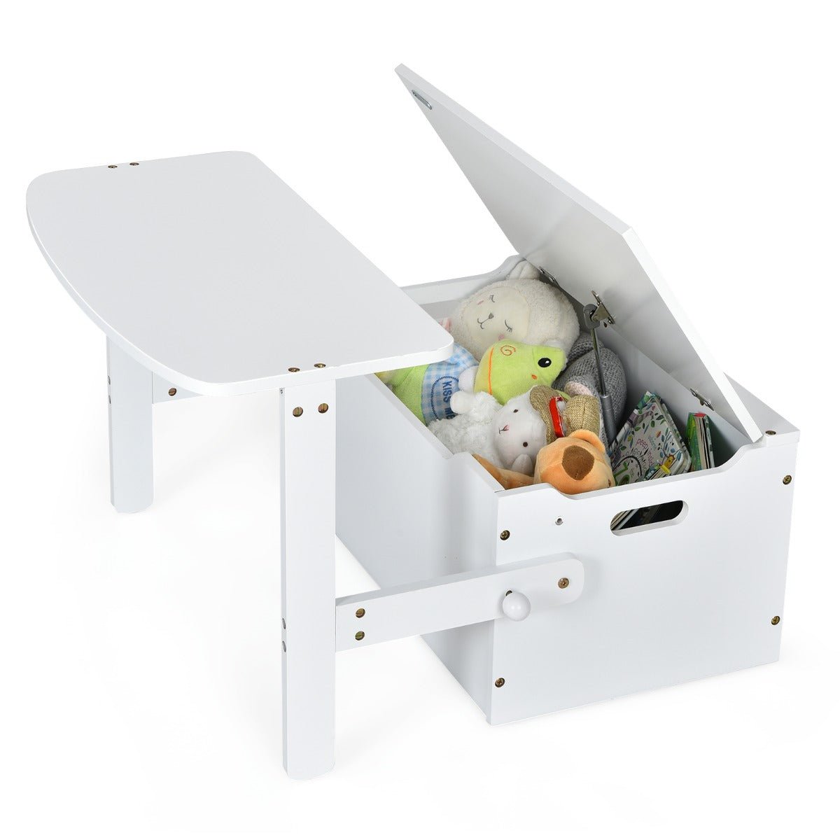 Kids Activity Bench Table Set with Toy Storage Box White - Kids Mega Mart