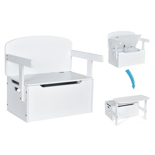 3 in 1 Kids Activity Bench Set with Storage Box in white, ideal for play and storage