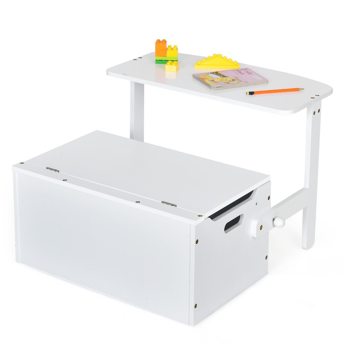 Kids 3-in-1 Activity Bench with Storage, White - Ideal for play, learn, and store.