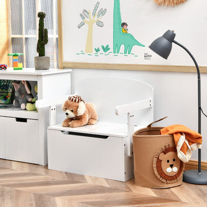 White 3-in-1 kids activity bench with storage box, a versatile kids furniture essential.