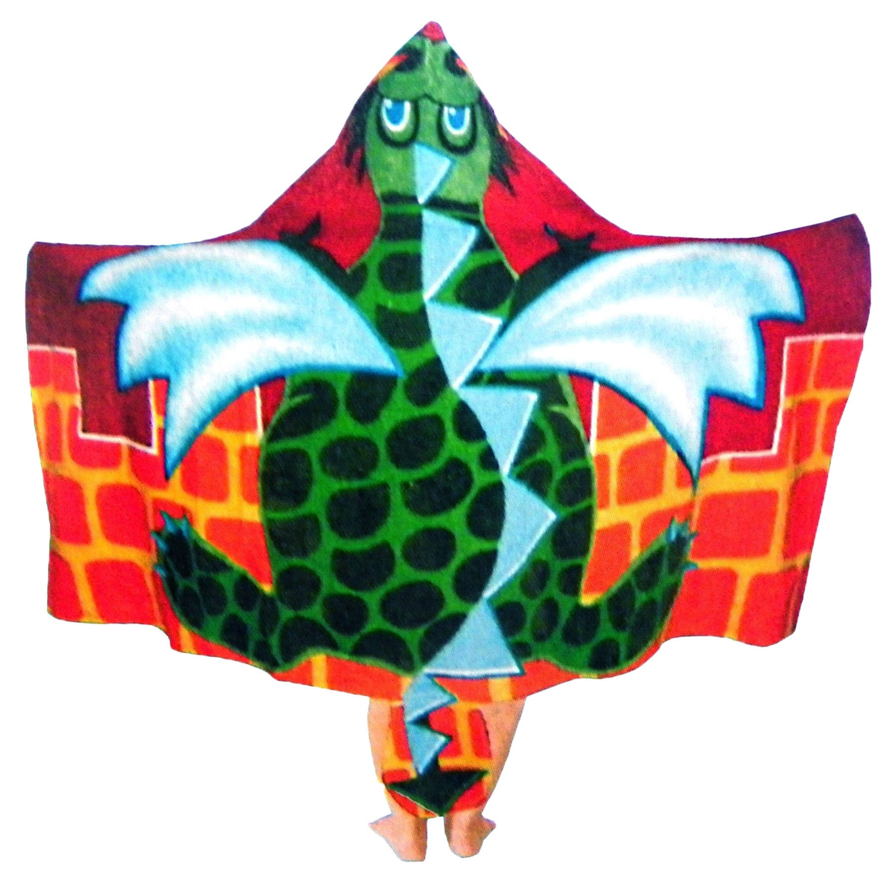 Dragon Kids beach towel cape, colorful cotton velour, perfect for fun at home.