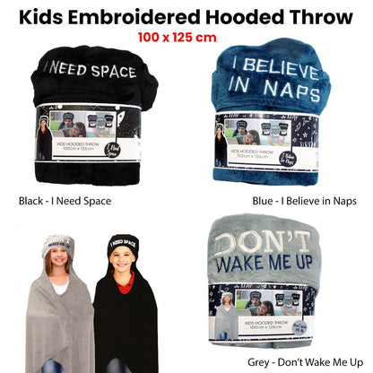 Kids space-themed hooded throw blanket for cozy and fun indoor adventures.