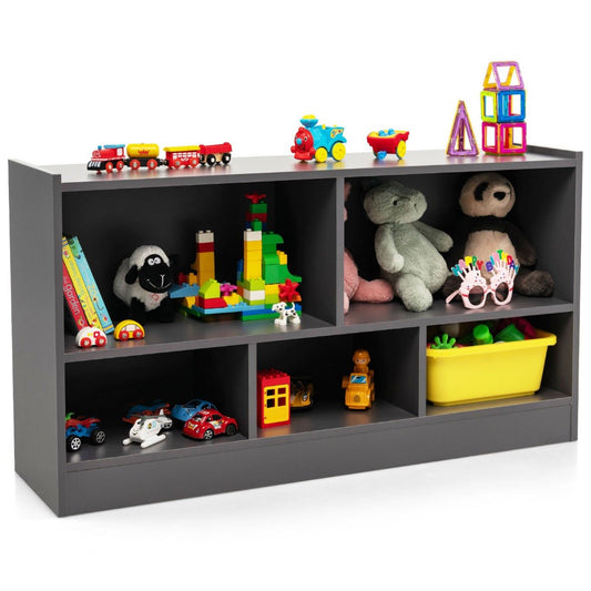 Kids grey 5-cube bookshelf and toy organizer - perfect storage solution for childrens bedroom