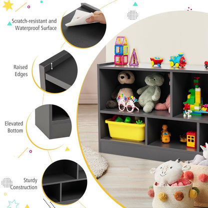 Kids grey 5-cube bookshelf and toy organizer storage unit for playful and tidy rooms