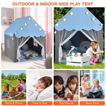 Blue Castle Kids Playhouse Tent with Lights and Washable Mat for imaginative indoor fun