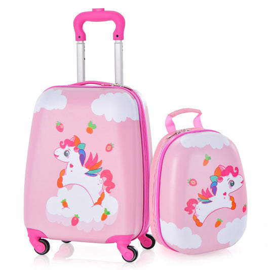 Cloud Pink Kids Luggage Set with Spinner Wheels and Backpack - Travel Carry-On Solution