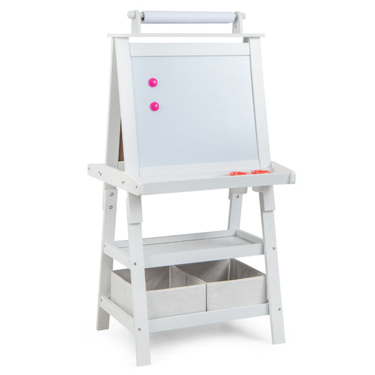 Kids 3-in-1 Art Easel | Magnetic whiteboard, chalkboard and paper roll stand for creative play.