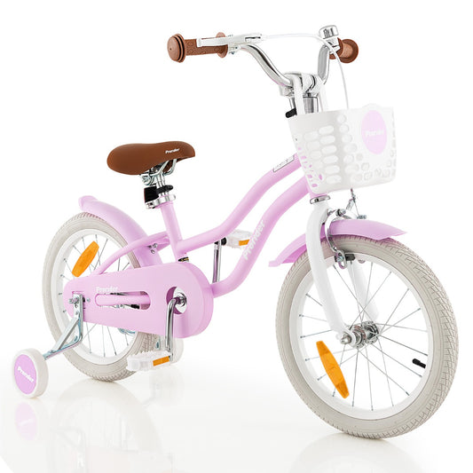 Purple Kids Bike with Dual Brakes for Ages 3-8 - Adjustable Size, perfect for young riders at home.