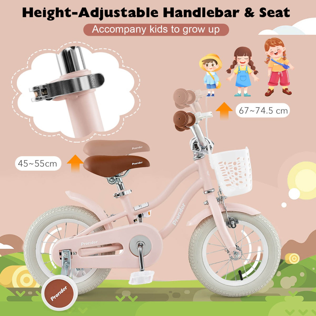 Kid's Bike | Pink 30cm with Front Handbrake & Rear Coaster Brake