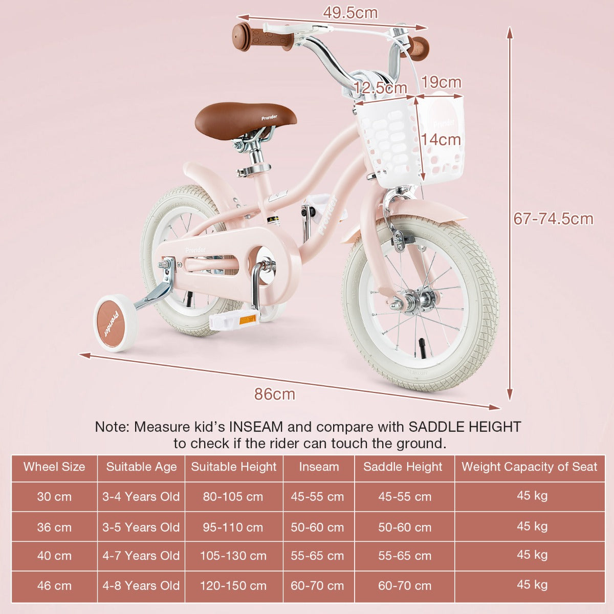 Kid's Bike | Pink 30cm with Front Handbrake & Rear Coaster Brake