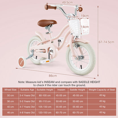 Kid's Bike | Pink 30cm with Front Handbrake & Rear Coaster Brake