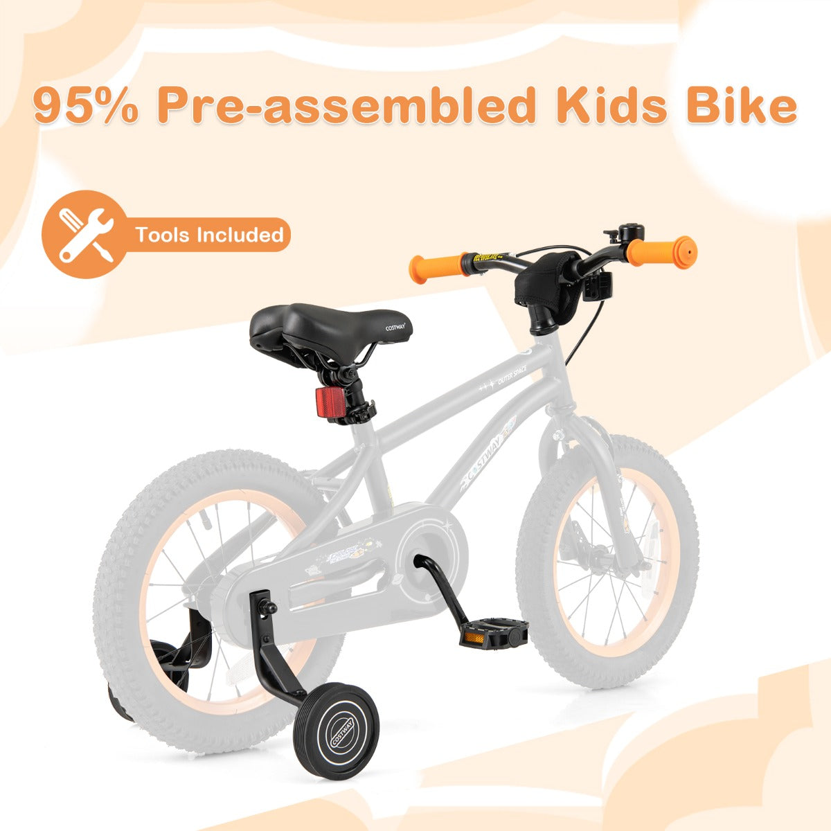 Kids Bike 4-7 Years | Adjustable Black Bicycle with Training Wheels