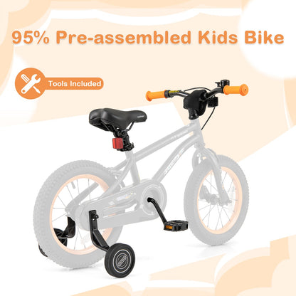Kids Bike 4-7 Years | Adjustable Black Bicycle with Training Wheels