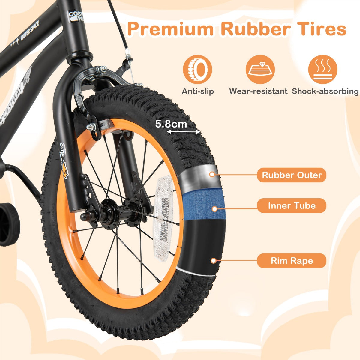 Kids Bike 4-7 Years | Adjustable Black Bicycle with Training Wheels