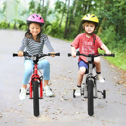 Kids Bike | Adjustable Silver 14" Bicycle with Training Wheels