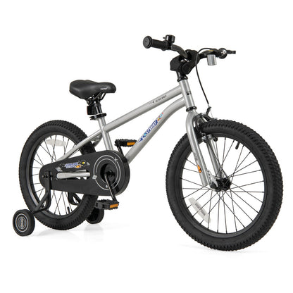 Kids Bike 4-7 Years | Adjustable Silver Sport Bicycle 18 Inch
