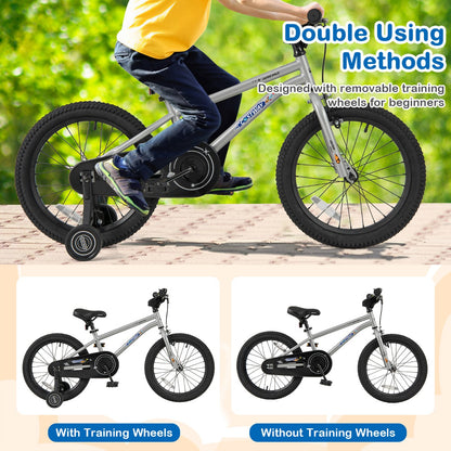 Kids Bike 4-7 Years | Adjustable Silver Sport Bicycle 18 Inch