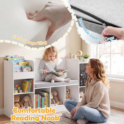 White Kids Bookcase With Reading Nook | Storage & Cozy Seat