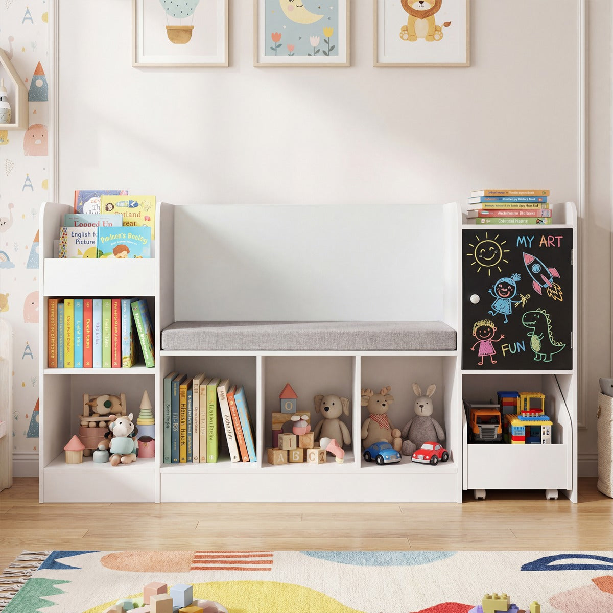 White Kids Bookcase With Reading Nook | Storage & Cozy Seat