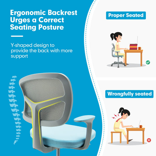 Kids ergonomic study chair and desk set - height adjustable for comfy learning at home.