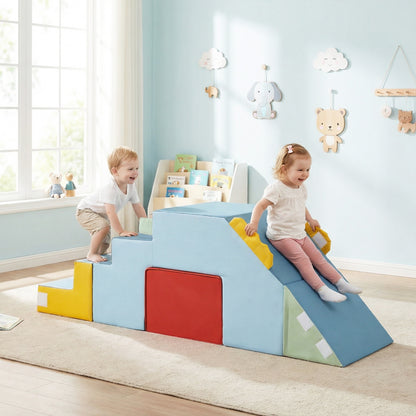 Kids Foam Climbing Playset with Slide | Blue Red Yellow