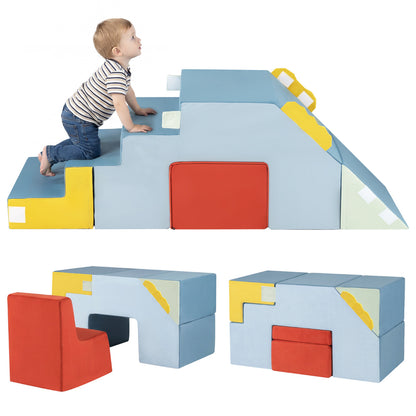 Kids Foam Climbing Playset with Slide | Blue Red Yellow