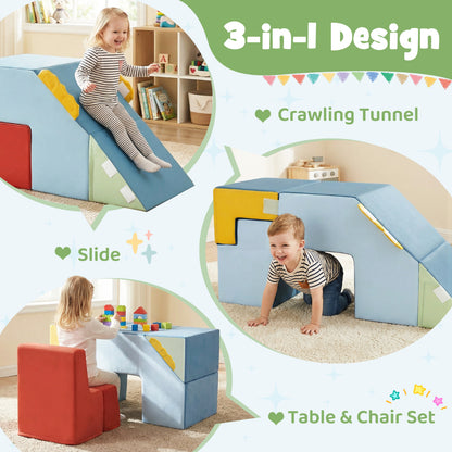 Kids Foam Climbing Playset with Slide | Blue Red Yellow