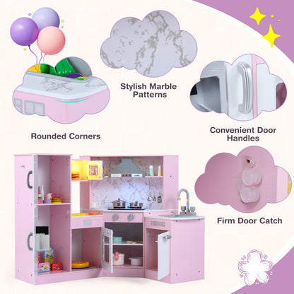 Pink Corner Kitchen Playset | Lights Sounds | Washing Basin