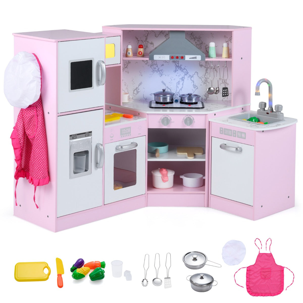 Pink Corner Kitchen Playset | Lights Sounds | Washing Basin