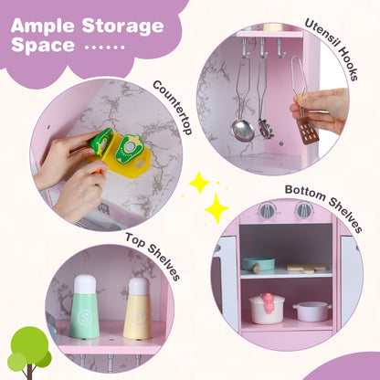 Pink Corner Kitchen Playset | Lights Sounds | Washing Basin